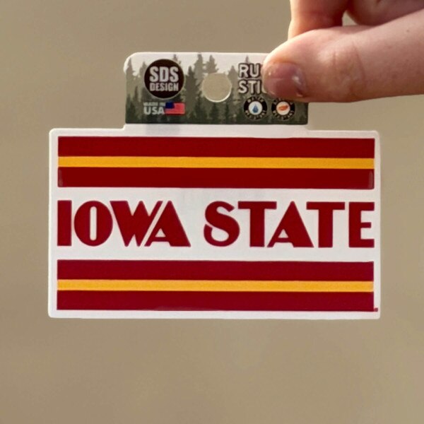 Iowa State with Stripes Vintage Sticker 3.5-inch
